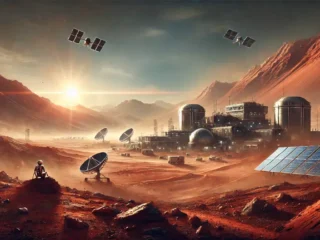 Imagem representando a viagem a Marte e suas implicações científicas.